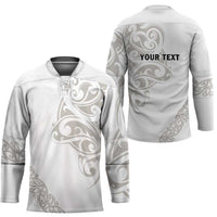 All White Maori Tribal Tattoo Personalised Hockey Jersey Stone Gray Polynesian Style LT9 - Polynesian Pride