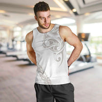 All White Maori Tribal Tattoo Personalised Men Tank Top Stone Gray Polynesian Style - Polynesian Pride
