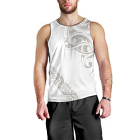All White Maori Tribal Tattoo Personalised Men Tank Top Stone Gray Polynesian Style - Polynesian Pride