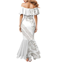 All White Maori Tribal Tattoo Personalised Mermaid Dress Stone Gray Polynesian Style LT9 - Polynesian Pride