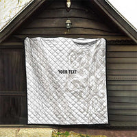 All White Maori Tribal Tattoo Personalised Quilt Stone Gray Polynesian Style - Polynesian Pride