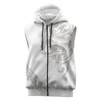 All White Maori Tribal Tattoo Personalised Sleeveless Zip Hoodie Stone Gray Polynesian Style LT9 Gray - Polynesian Pride