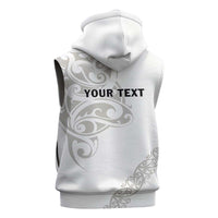 All White Maori Tribal Tattoo Personalised Sleeveless Zip Hoodie Stone Gray Polynesian Style LT9 - Polynesian Pride