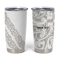 All White Maori Tribal Tattoo Personalised Tumbler Cup Stone Gray Polynesian Style - Polynesian Pride