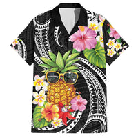 Hau'oli Makahiki Hou Hawaiian Shirt Aloha Pineapple Tropical Vibe LT9 Black - Polynesian Pride