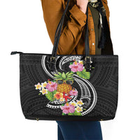 Hau'oli Makahiki Hou Leather Tote Bag Aloha Pineapple Tropical Vibe LT9 - Polynesian Pride