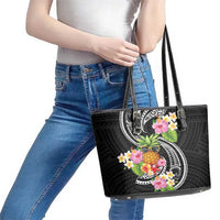 Hau'oli Makahiki Hou Leather Tote Bag Aloha Pineapple Tropical Vibe LT9 - Polynesian Pride