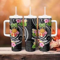 Hau'oli Makahiki Hou Tumbler With Handle Aloha Pineapple Tropical Vibe LT9 - Polynesian Pride