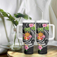 Hau'oli Makahiki Hou Tumbler With Handle Aloha Pineapple Tropical Vibe LT9 - Polynesian Pride
