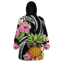 Hau'oli Makahiki Hou Wearable Blanket Hoodie Aloha Pineapple Tropical Vibe LT9 - Polynesian Pride