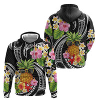 Hau'oli Makahiki Hou Zip Hoodie Aloha Pineapple Tropical Vibe
