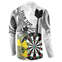 Personalised New Zealand Darts Button Sweatshirt Kowhai Floral with Maori Tattoo LT9 - Polynesian Pride