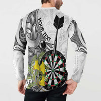 Personalised New Zealand Darts Button Sweatshirt Kowhai Floral with Maori Tattoo LT9 - Polynesian Pride
