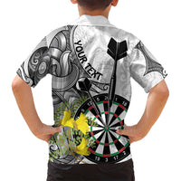 Personalised New Zealand Darts Family Matching Puletasi and Hawaiian Shirt Kowhai Floral with Maori Tattoo LT9 - Polynesian Pride