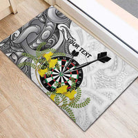 Personalised New Zealand Darts Rubber Doormat Kowhai Floral with Maori Tattoo LT9 - Polynesian Pride