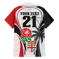 Custom Fiji England Rugby Family Matching Puletasi Dress and Hawaiian Shirt Tapa Pattern and Rose Flower World Cup 2023 LT9 - Polynesian Pride