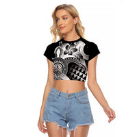Aloha Black Tribal Honu Tattoo Raglan Cropped T Shirt