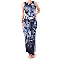 Aloha Blue Tribal Honu Tattoo Family Matching Tank Maxi Dress and Hawaiian Shirt