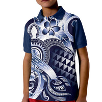 Aloha Blue Tribal Honu Tattoo Kid Polo Shirt