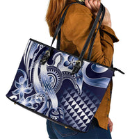 Aloha Blue Tribal Honu Tattoo Leather Tote Bag