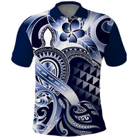 Aloha Blue Tribal Honu Tattoo Polo Shirt