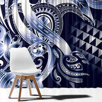 Aloha Blue Tribal Honu Tattoo Window Curtain