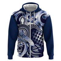 Aloha Blue Tribal Honu Tattoo Zip Hoodie LT9 Zip Hoodie Blue - Polynesian Pride