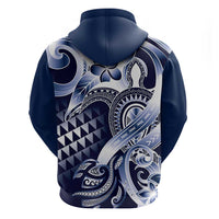Aloha Blue Tribal Honu Tattoo Zip Hoodie LT9 - Polynesian Pride