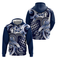 Aloha Blue Tribal Honu Tattoo Zip Hoodie LT9 - Polynesian Pride