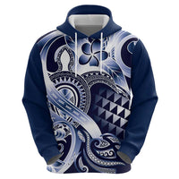 Aloha Blue Tribal Honu Tattoo Zip Hoodie LT9 - Polynesian Pride
