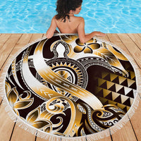 Aloha Gold Tribal Honu Tattoo Beach Blanket LT9 - Polynesian Pride