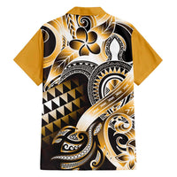 Aloha Gold Tribal Honu Tattoo Family Matching Tank Maxi Dress and Hawaiian Shirt
