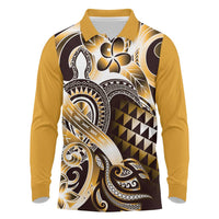 Aloha Gold Tribal Honu Tattoo Long Sleeve Polo Shirt
