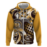 Aloha Gold Tribal Honu Tattoo Zip Hoodie LT9 Zip Hoodie Gold - Polynesian Pride