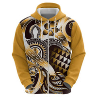 Aloha Gold Tribal Honu Tattoo Zip Hoodie LT9 - Polynesian Pride