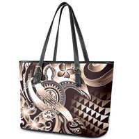 Aloha Mocha Mousse Tribal Honu Tattoo Leather Tote Bag LT9 - Polynesian Pride