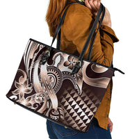 Aloha Mocha Mousse Tribal Honu Tattoo Leather Tote Bag LT9 - Polynesian Pride