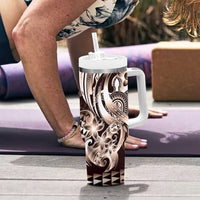 Aloha Mocha Mousse Tribal Honu Tattoo Tumbler With Handle LT9 - Polynesian Pride