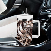 Aloha Mocha Mousse Tribal Honu Tattoo Tumbler With Handle LT9 - Polynesian Pride