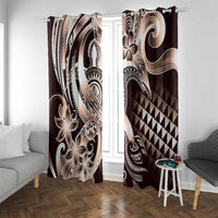 Aloha Mocha Mousse Tribal Honu Tattoo Window Curtain LT9 With Grommets Mocha Mousse - Polynesian Pride