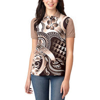 Aloha Mocha Mousse Tribal Honu Tattoo Women Polo Shirt