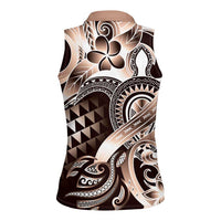 Aloha Mocha Mousse Tribal Honu Tattoo Women Sleeveless Polo Shirt