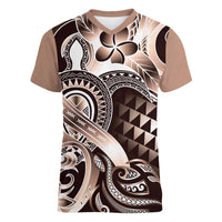 Aloha Mocha Mousse Tribal Honu Tattoo Women V-Neck T-Shirt LT9 Female Mocha Mousse - Polynesian Pride