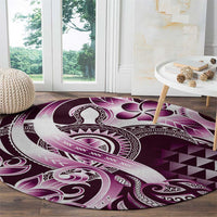 Aloha Pink Tribal Honu Tattoo Round Carpet