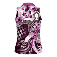 Aloha Pink Tribal Honu Tattoo Women Sleeveless Polo Shirt