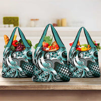 Aloha Turquoise Tribal Honu Tattoo Grocery Bag