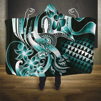 Aloha Turquoise Tribal Honu Tattoo Hooded Blanket LT9 - Polynesian Pride