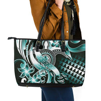 Aloha Turquoise Tribal Honu Tattoo Leather Tote Bag LT9 - Polynesian Pride