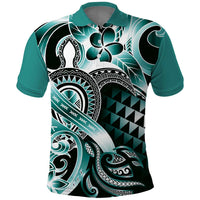 Aloha Turquoise Tribal Honu Tattoo Polo Shirt LT9 Turquoise - Polynesian Pride