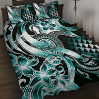 Aloha Turquoise Tribal Honu Tattoo Quilt Bed Set LT9 Turquoise - Polynesian Pride